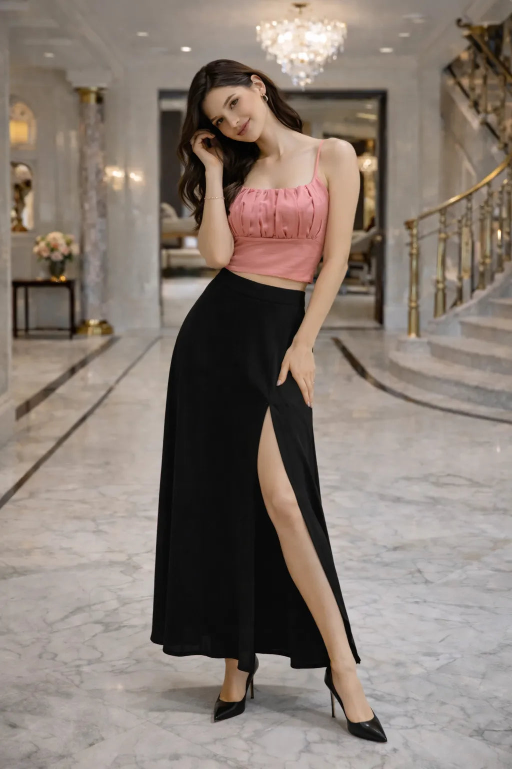 Rose Pleated Chic Top