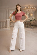 Rose Puff Sleeve Crop Top