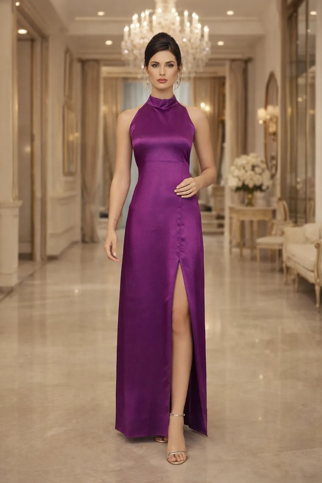 Royal Amethyst Halter Dress