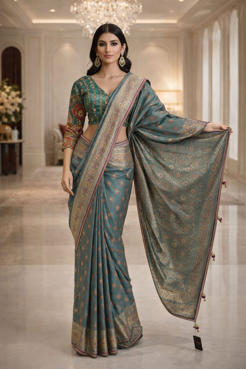 Royal Banarasi Silk Saree With Readymade Designer Blouse