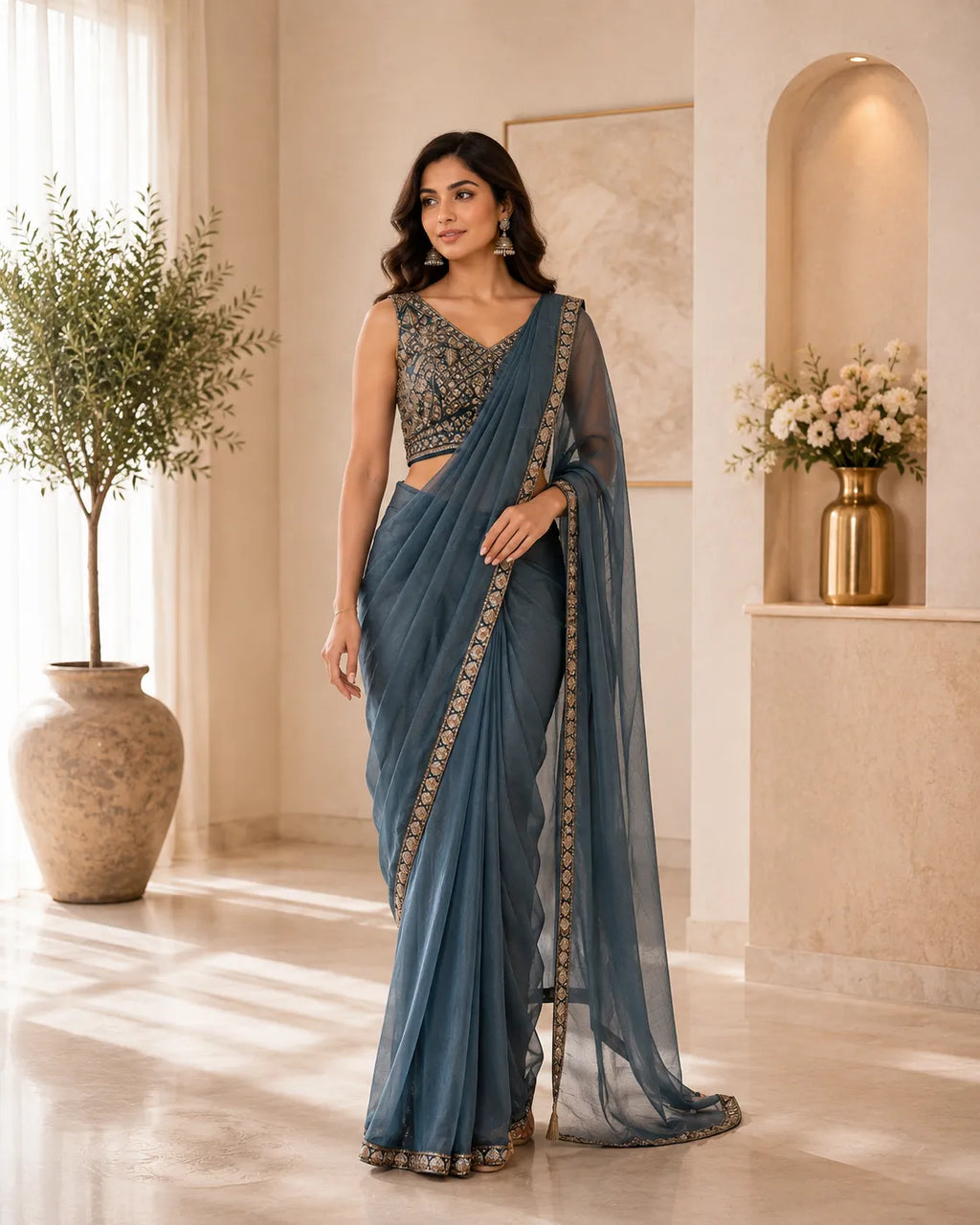 Royal Embellished Ready To Wear Saree