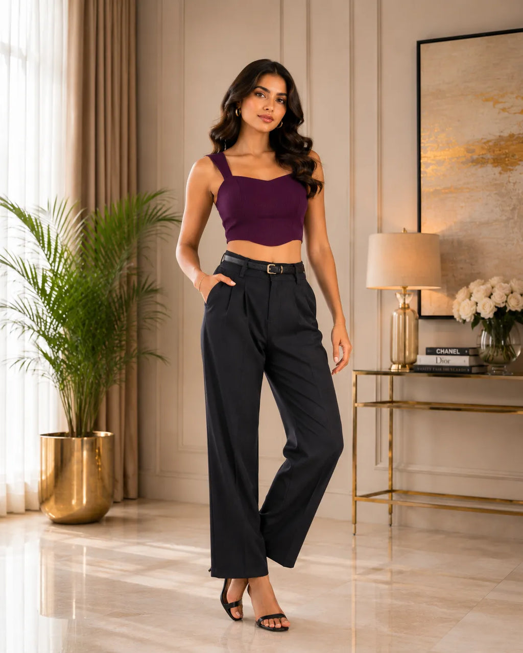 Royal Plum Sweetheart Crop Top