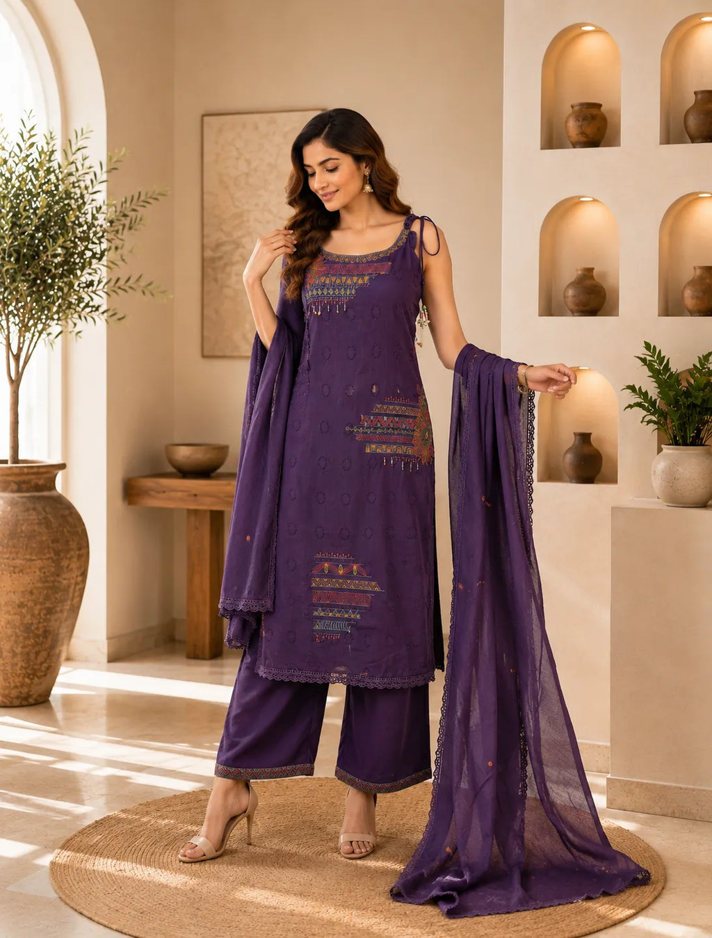 Royal Purple Embrioidered Suit Set
