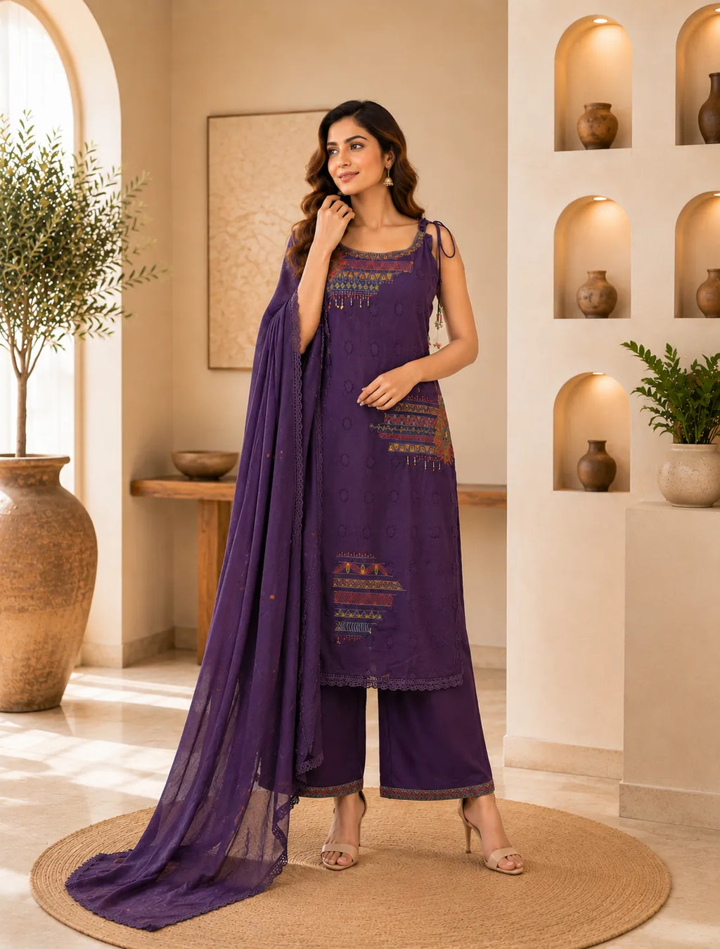 Royal Purple Embrioidered Suit Set