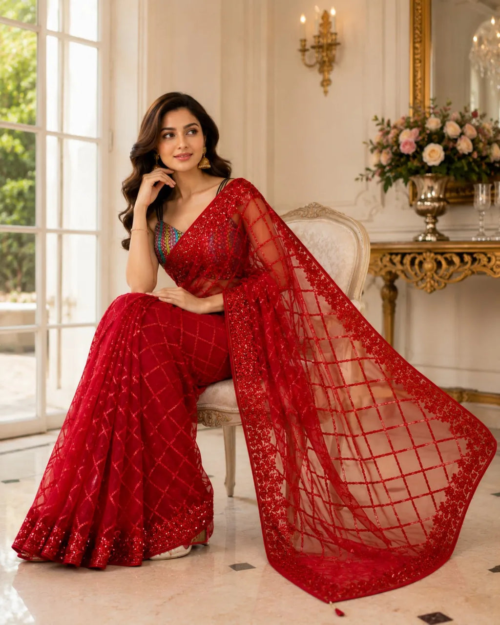 Royal Radiance Embellished Net Saree