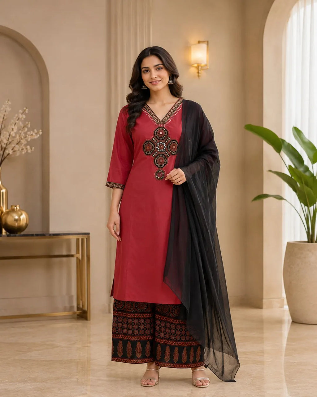Ruby Noir Cotton Suit Set