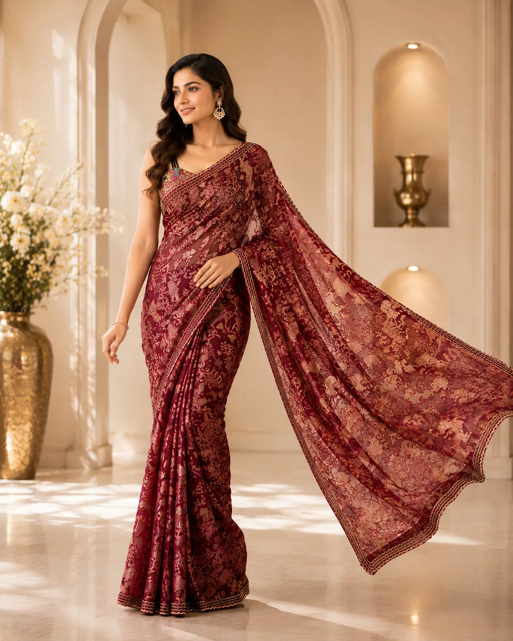 Ruby Royale Cutwork Saree