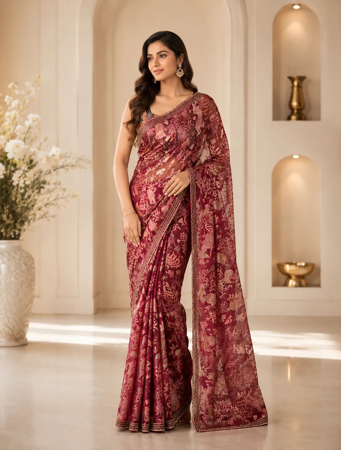 Ruby Royale Cutwork Saree