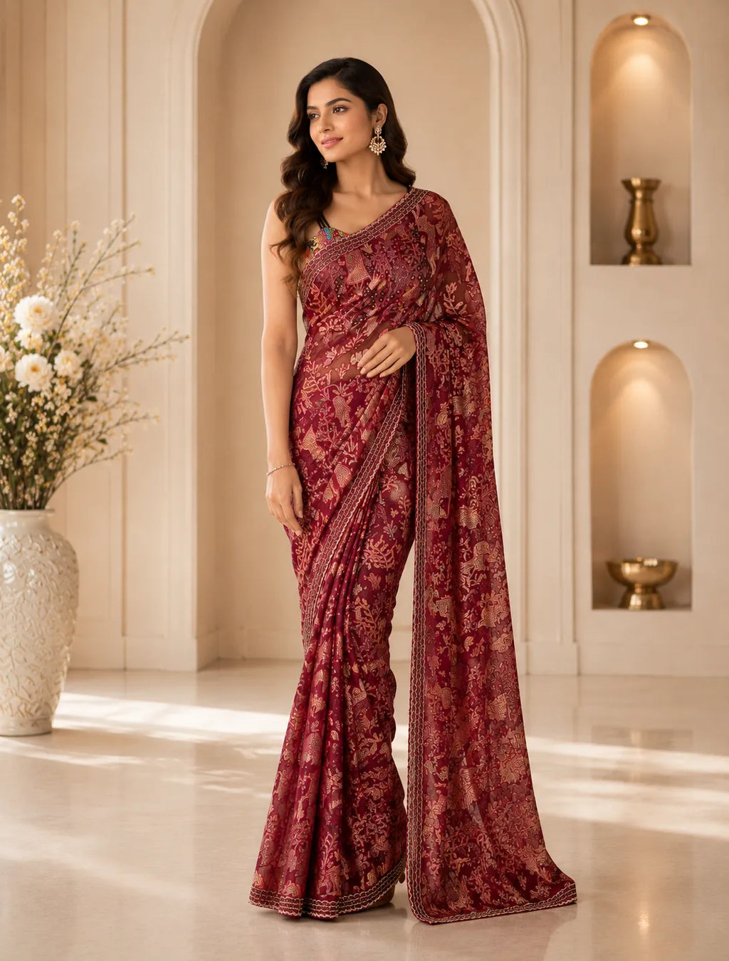 Ruby Royale Cutwork Saree