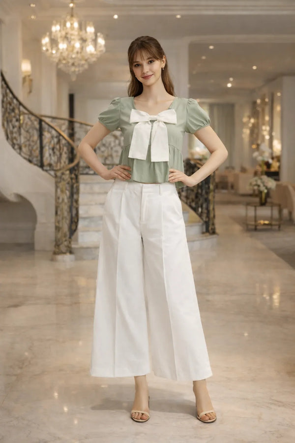Sage Bow Charm Top