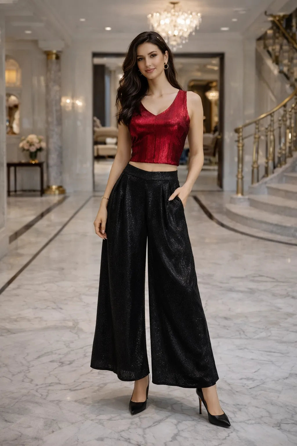 Scarlet Shimmer Crop Top