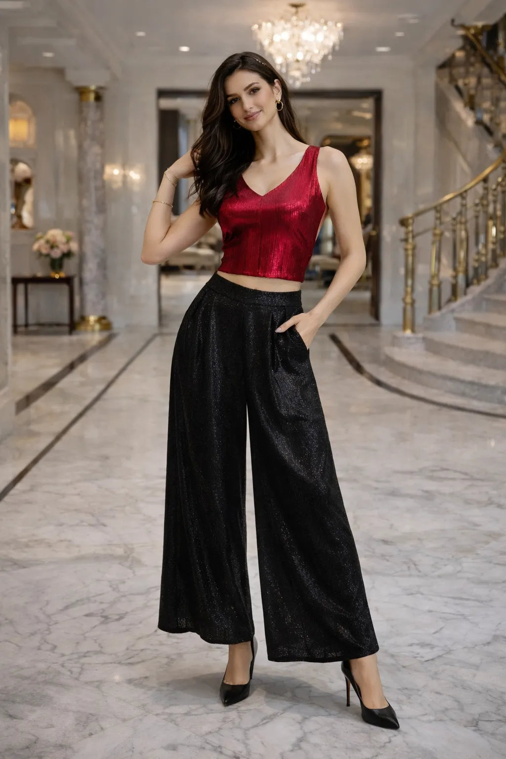 Scarlet Shimmer Crop Top