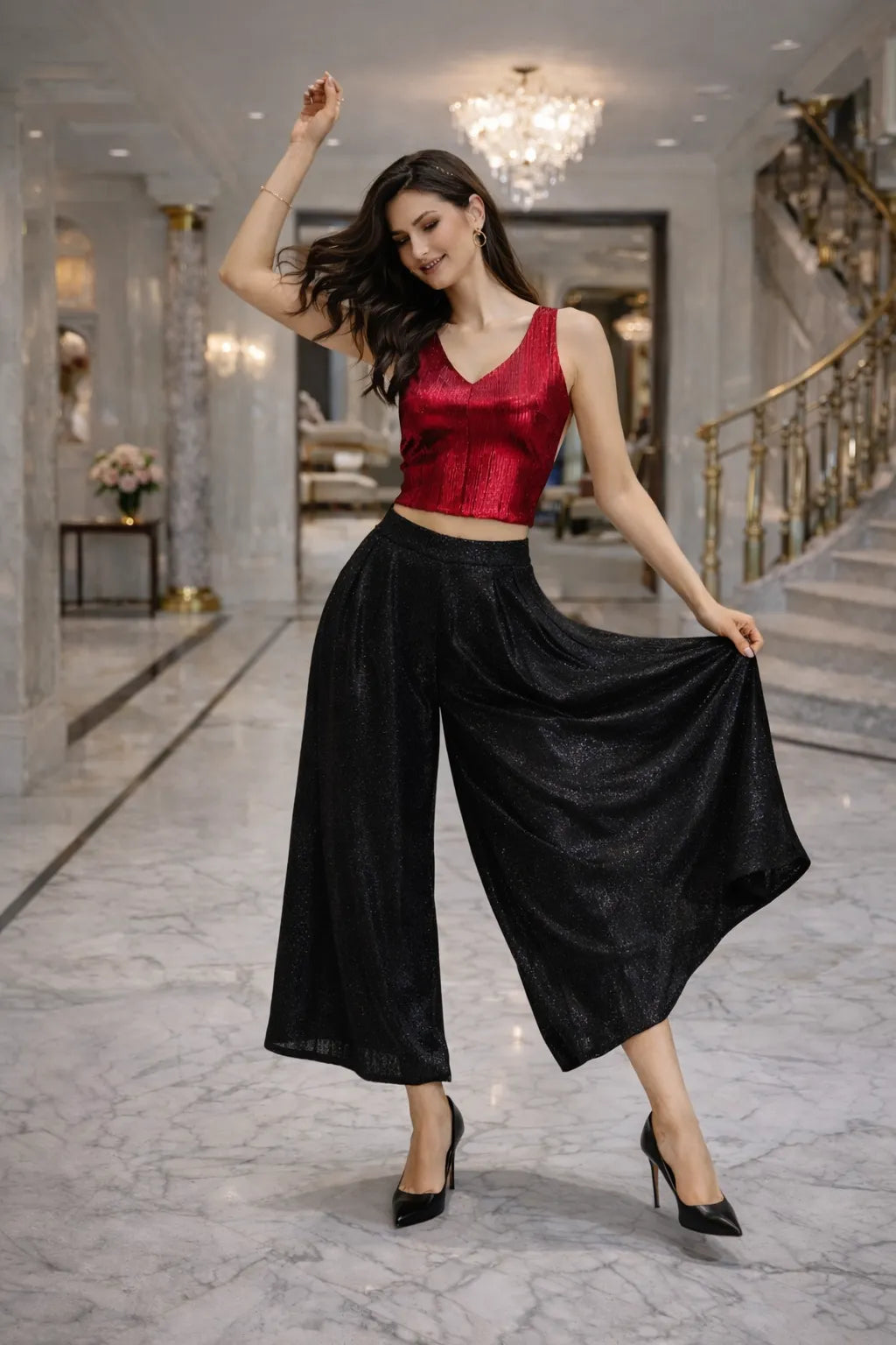 Scarlet Shimmer Crop Top