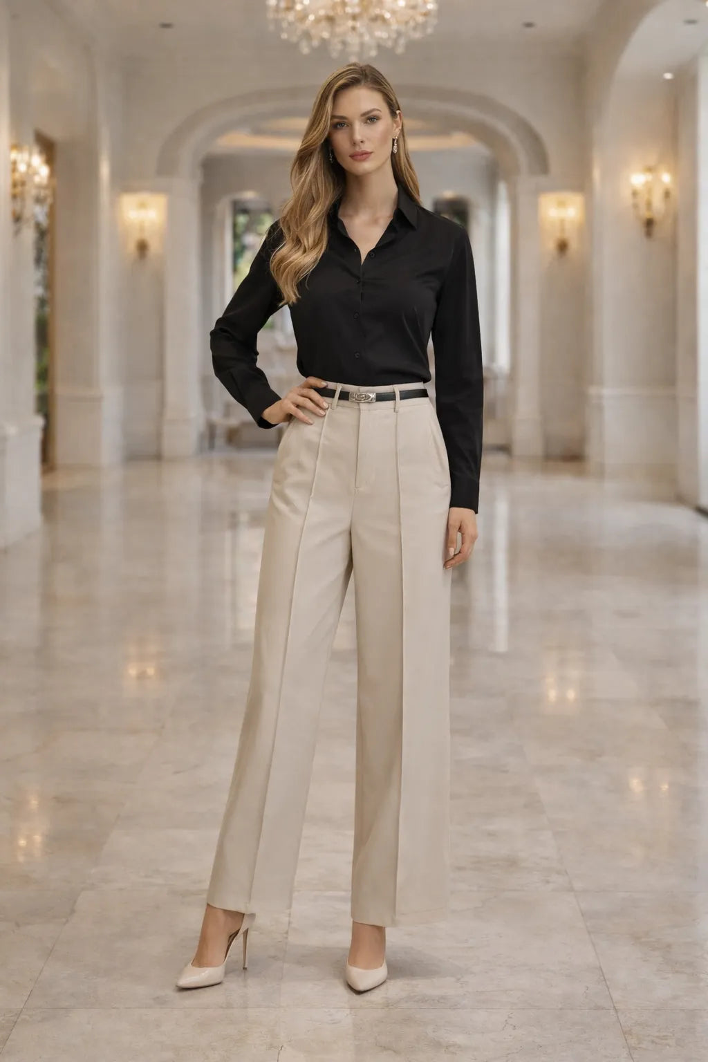Signature Drape Wide Leg Pants