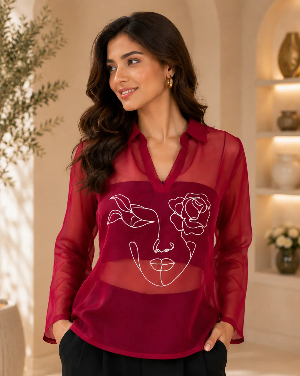Signature Face Art Mesh Top