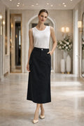 Structured-Utility-Midi Skirt