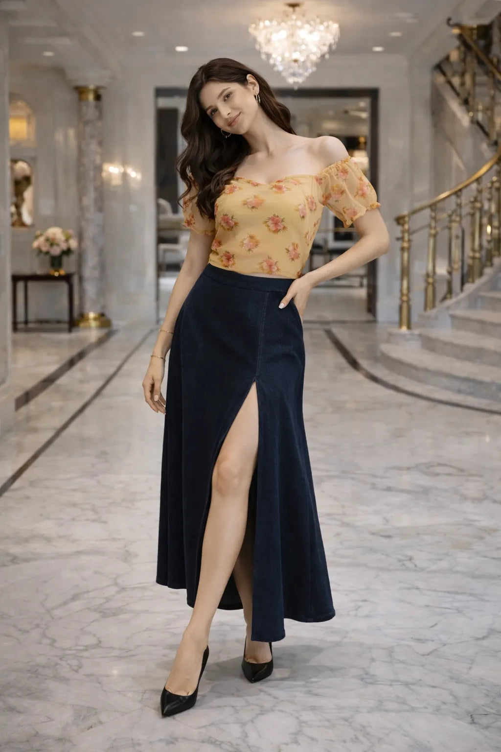 Sunflower Bloom Off Shoulder Top