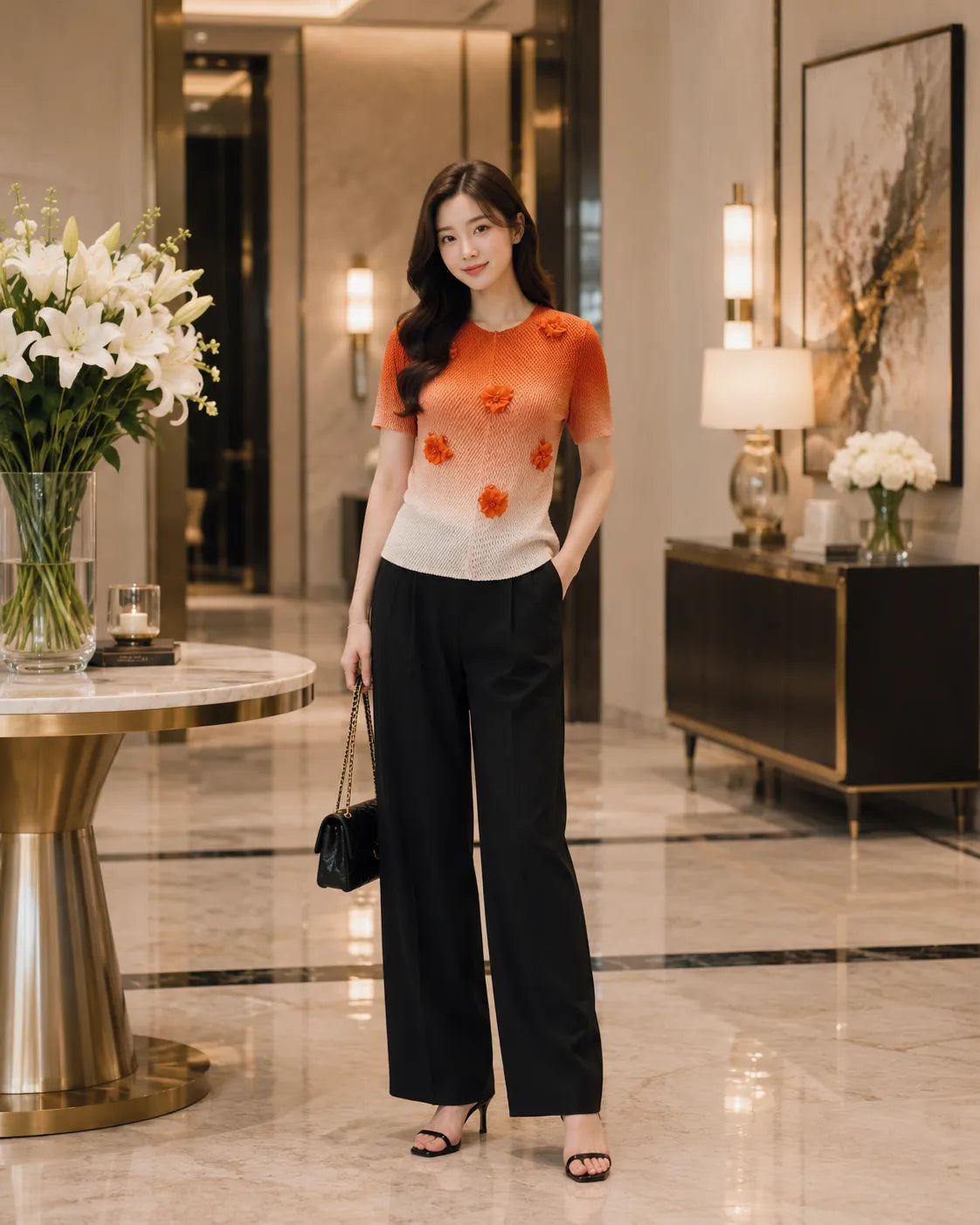 Sunset Bloom Ombre Knit Top