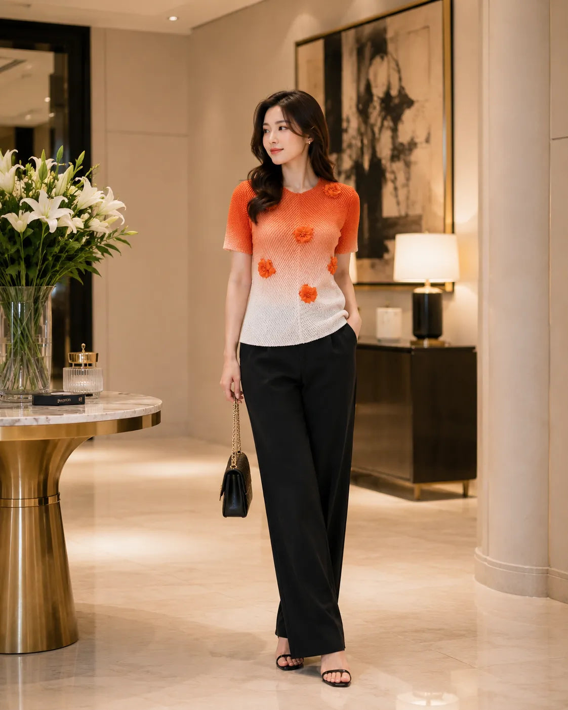 Sunset Bloom Ombre Knit Top
