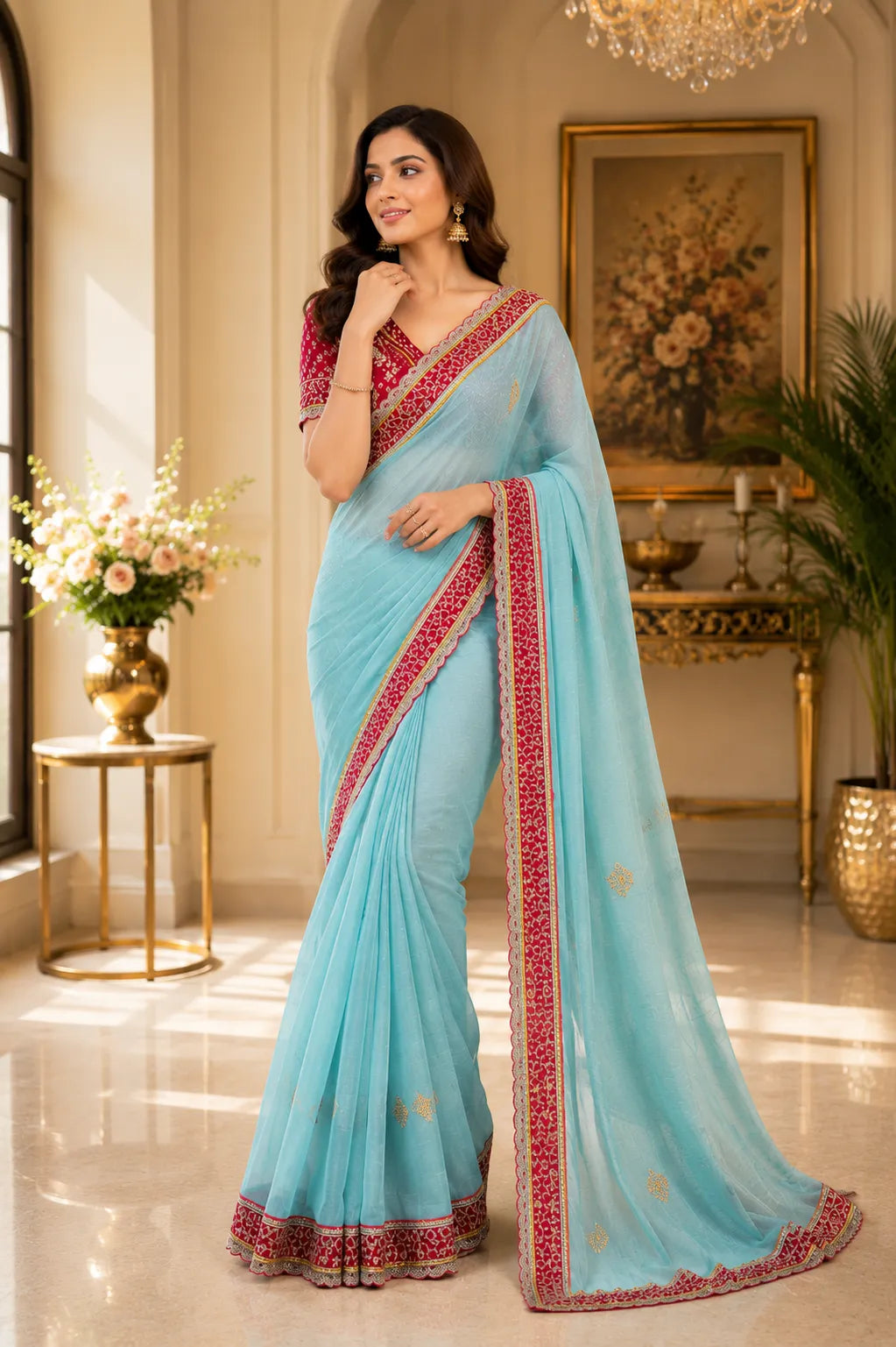 Surkh Kinari Saree