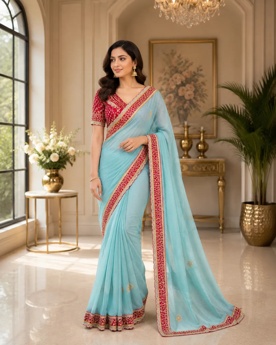 Surkh Kinari Saree