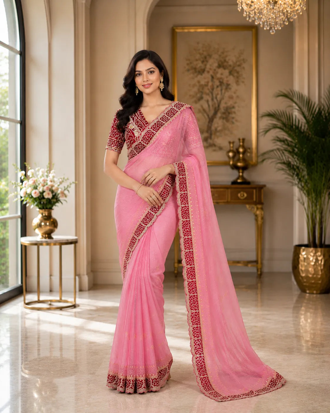 Surkh Kinari Saree