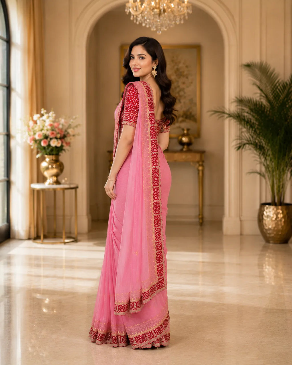 Surkh Kinari Saree