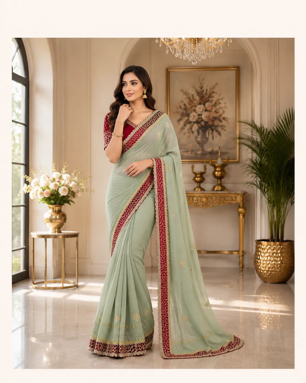 Surkh Kinari Saree