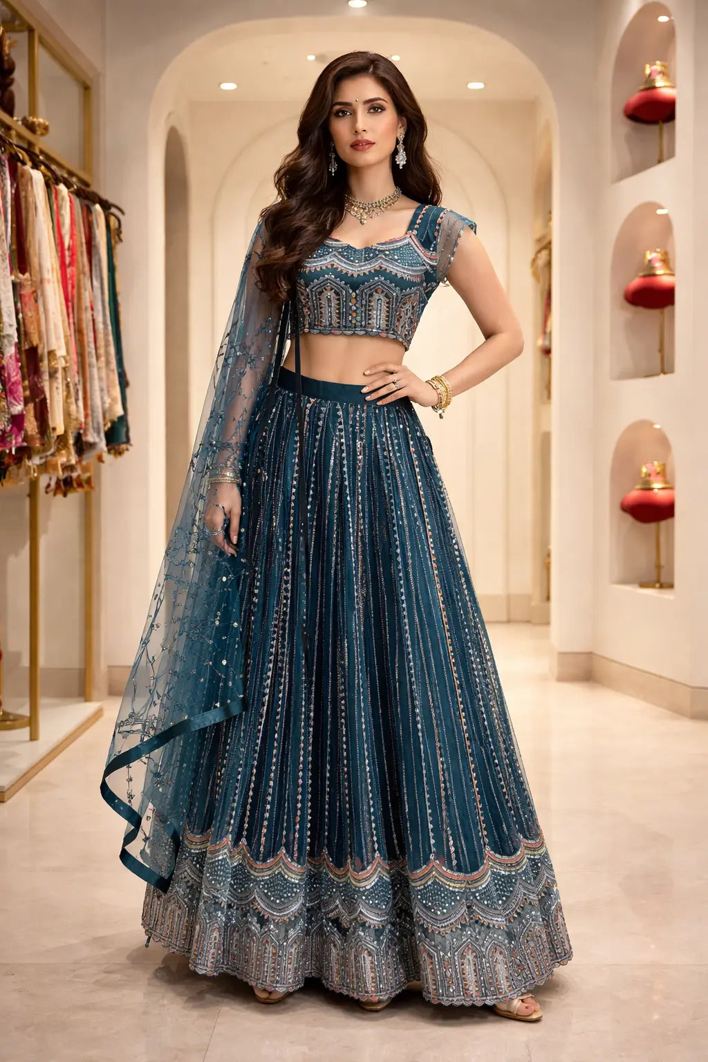 Teal Imperial Grace Lehenga