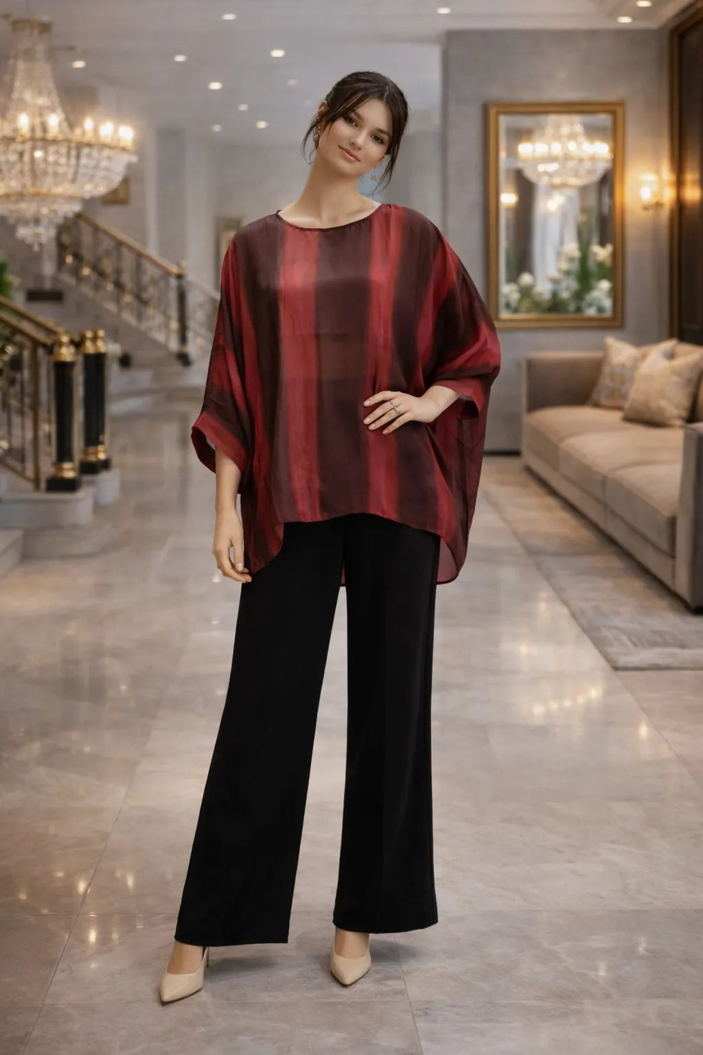 The Midnight Geometric Poncho Top