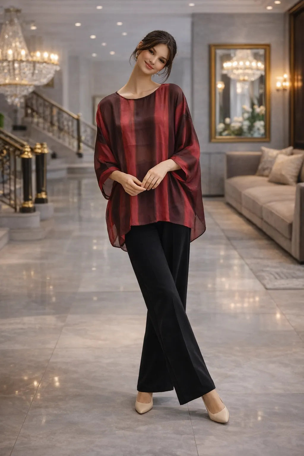 The Midnight Geometric Poncho Top