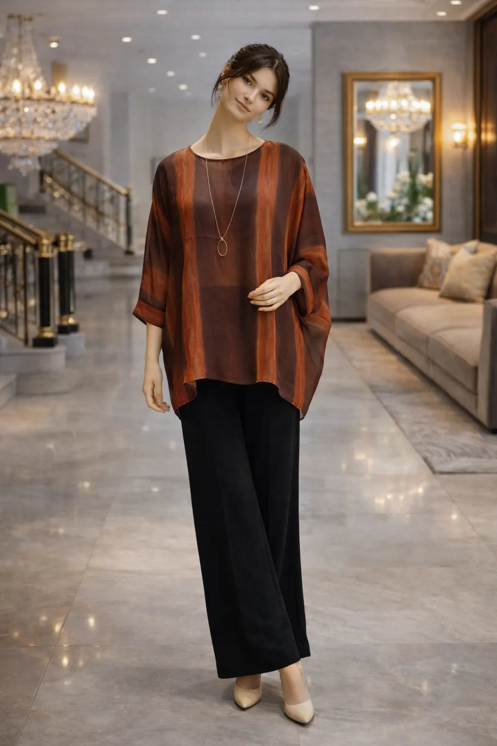 The Midnight Geometric Poncho Top