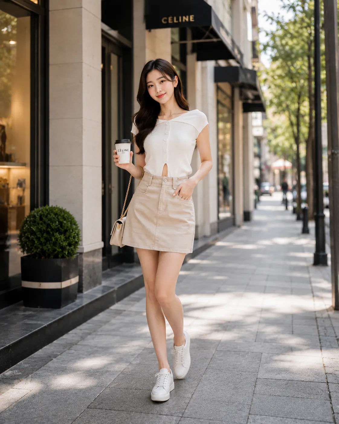 Urban Latte Denim Mini Skirt