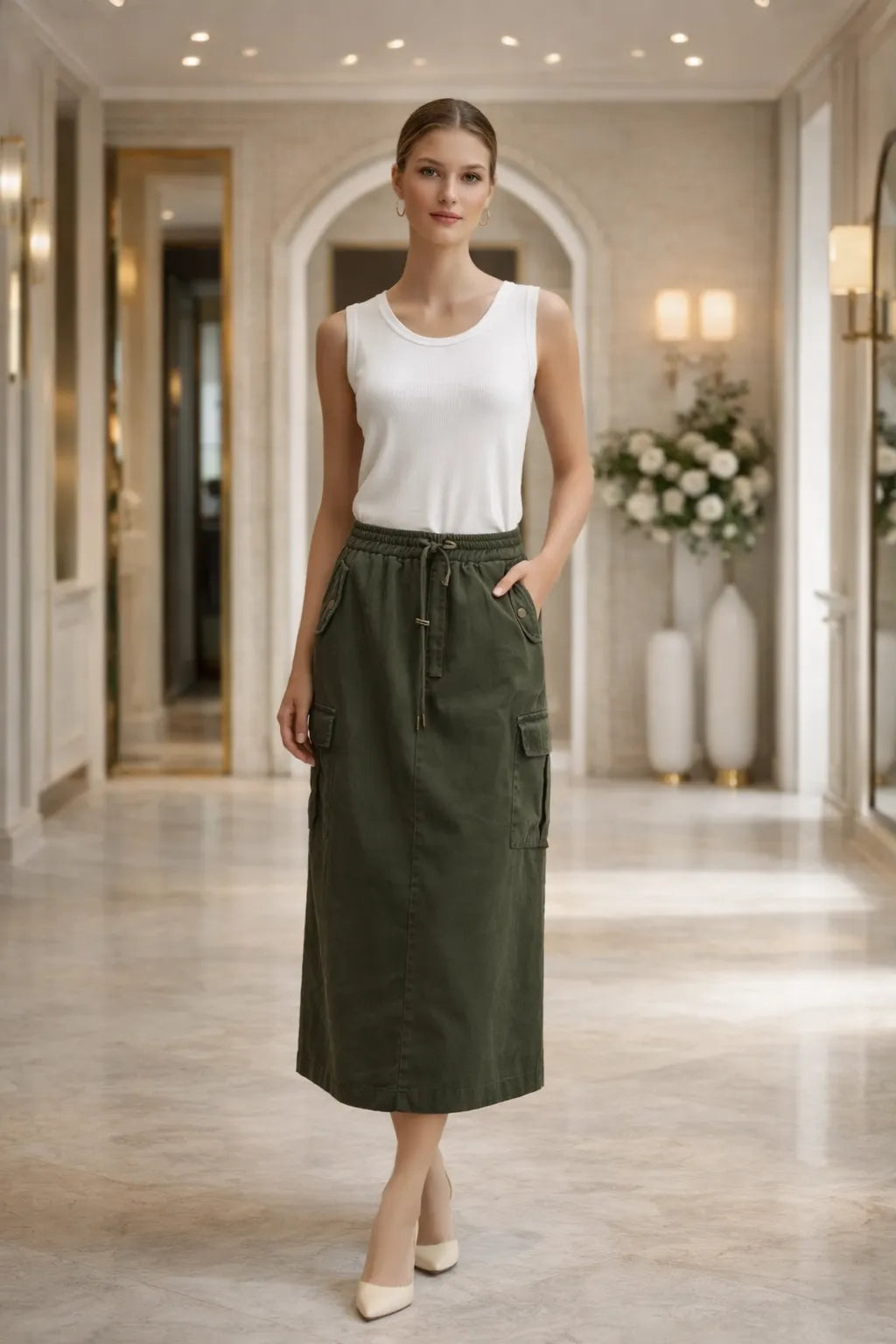 Urban Utility Cargo Midi Skirt