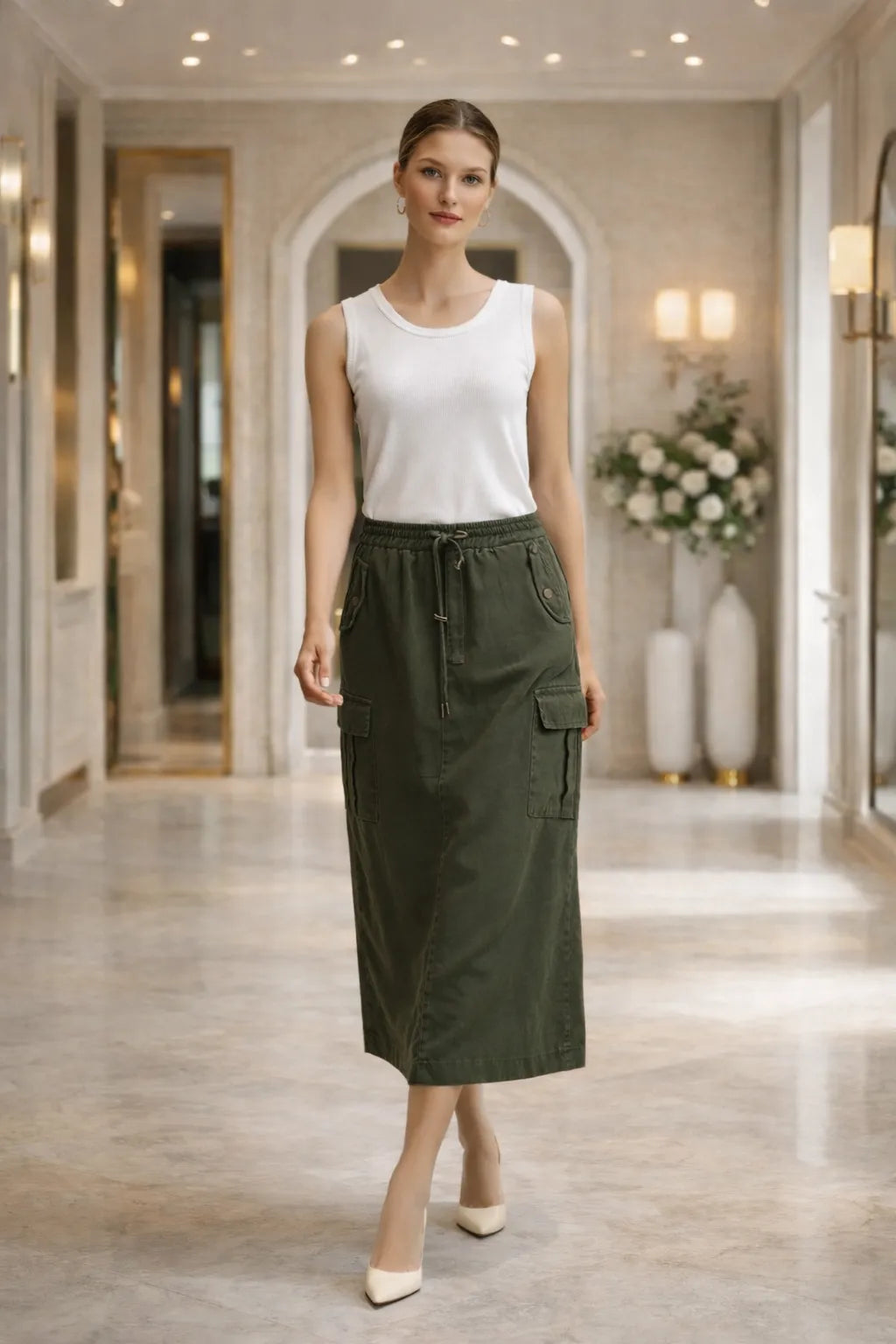 Urban Utility Cargo Midi Skirt