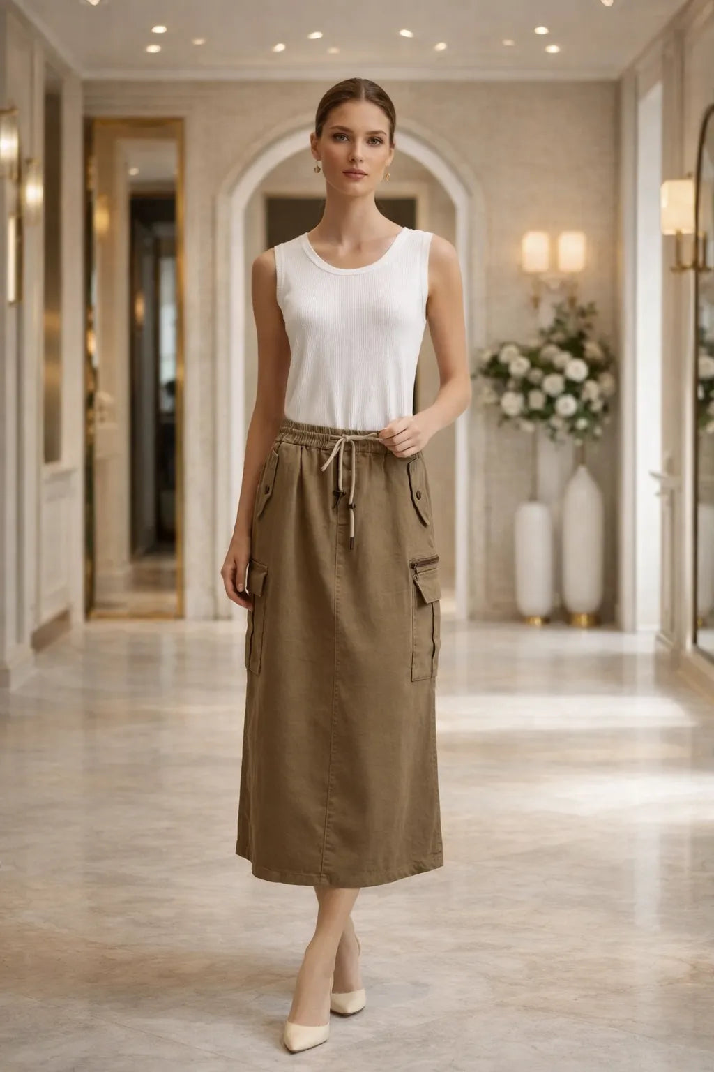 Urban Utility Cargo Midi Skirt
