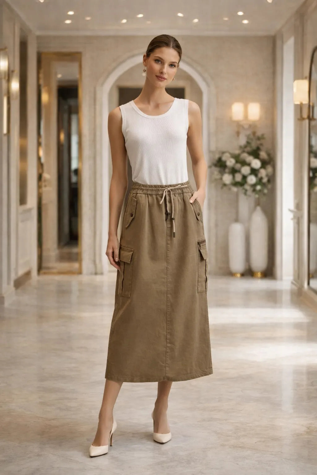 Urban Utility Cargo Midi Skirt