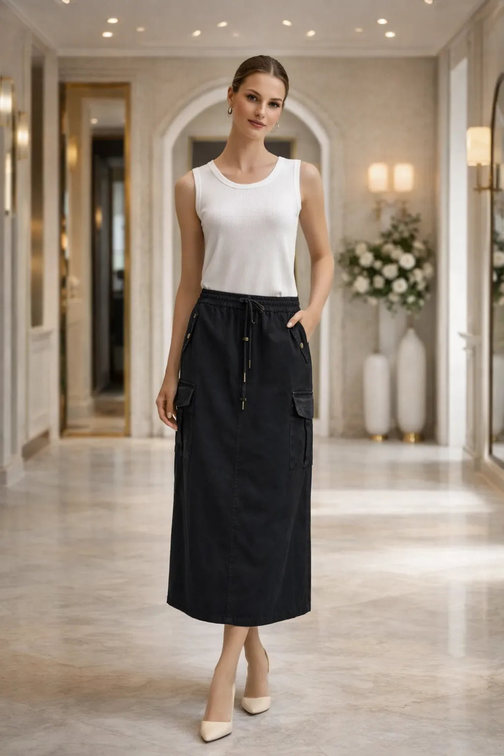 Urban Utility Cargo Midi Skirt