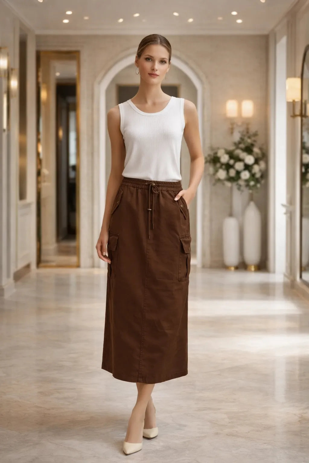 Urban Utility Cargo Midi Skirt