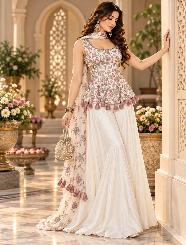 Veylora Floral Tassel Indo Western Ensemble