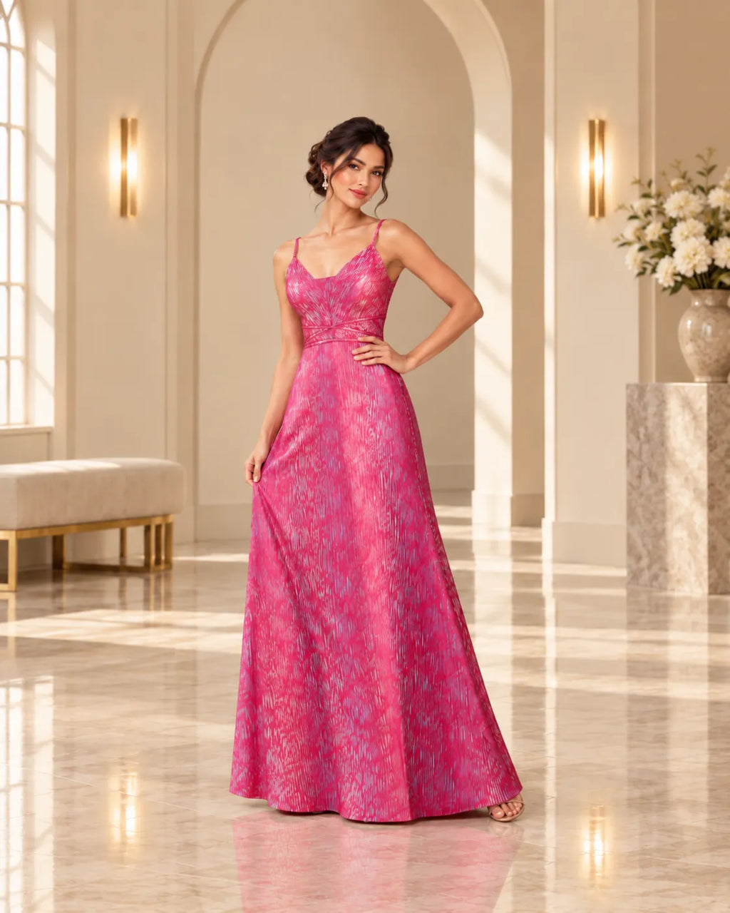 Veylora Strappy Backless Jacquard Maxi Dress Dress
