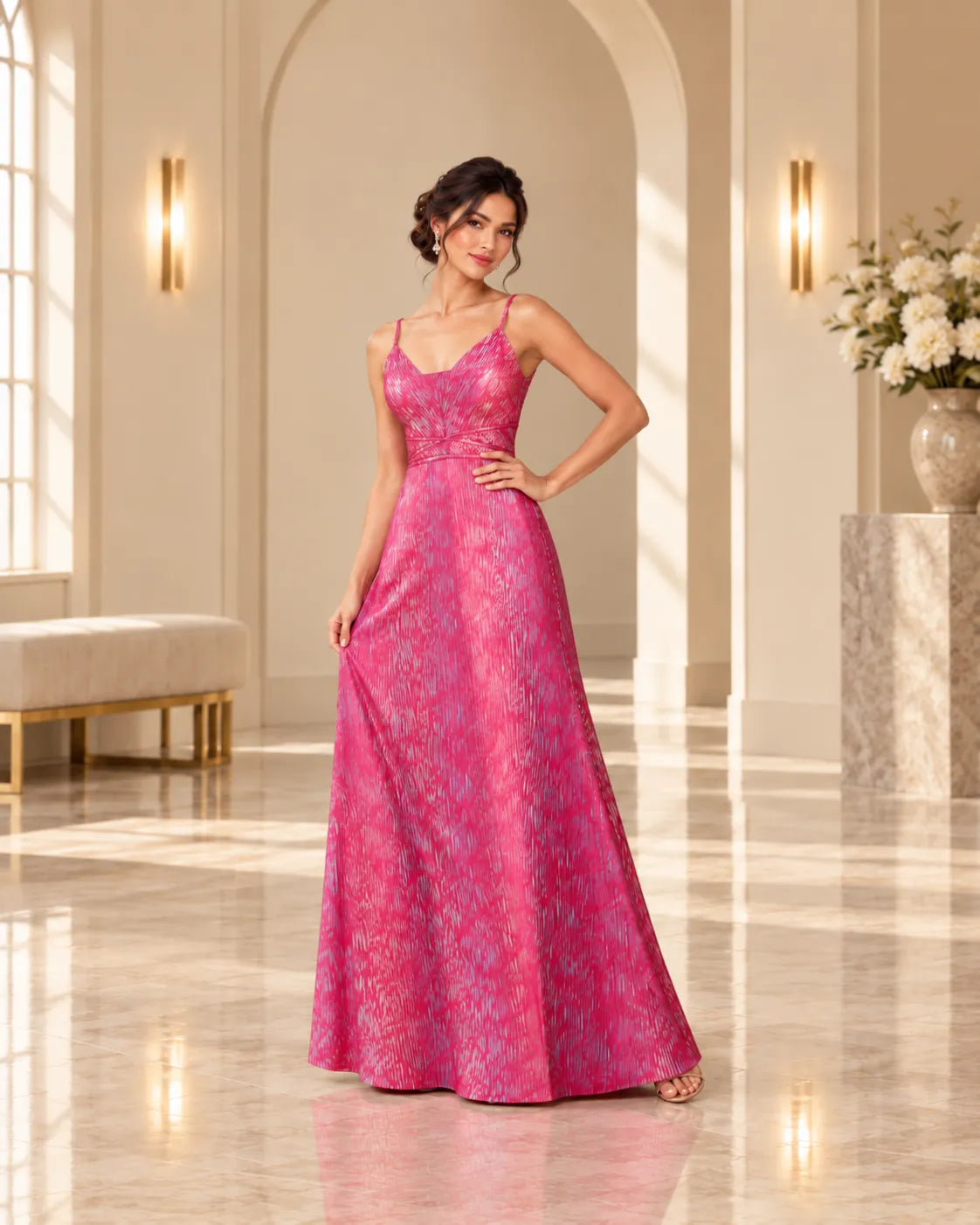 Veylora Strappy Backless Jacquard Maxi Dress Dress