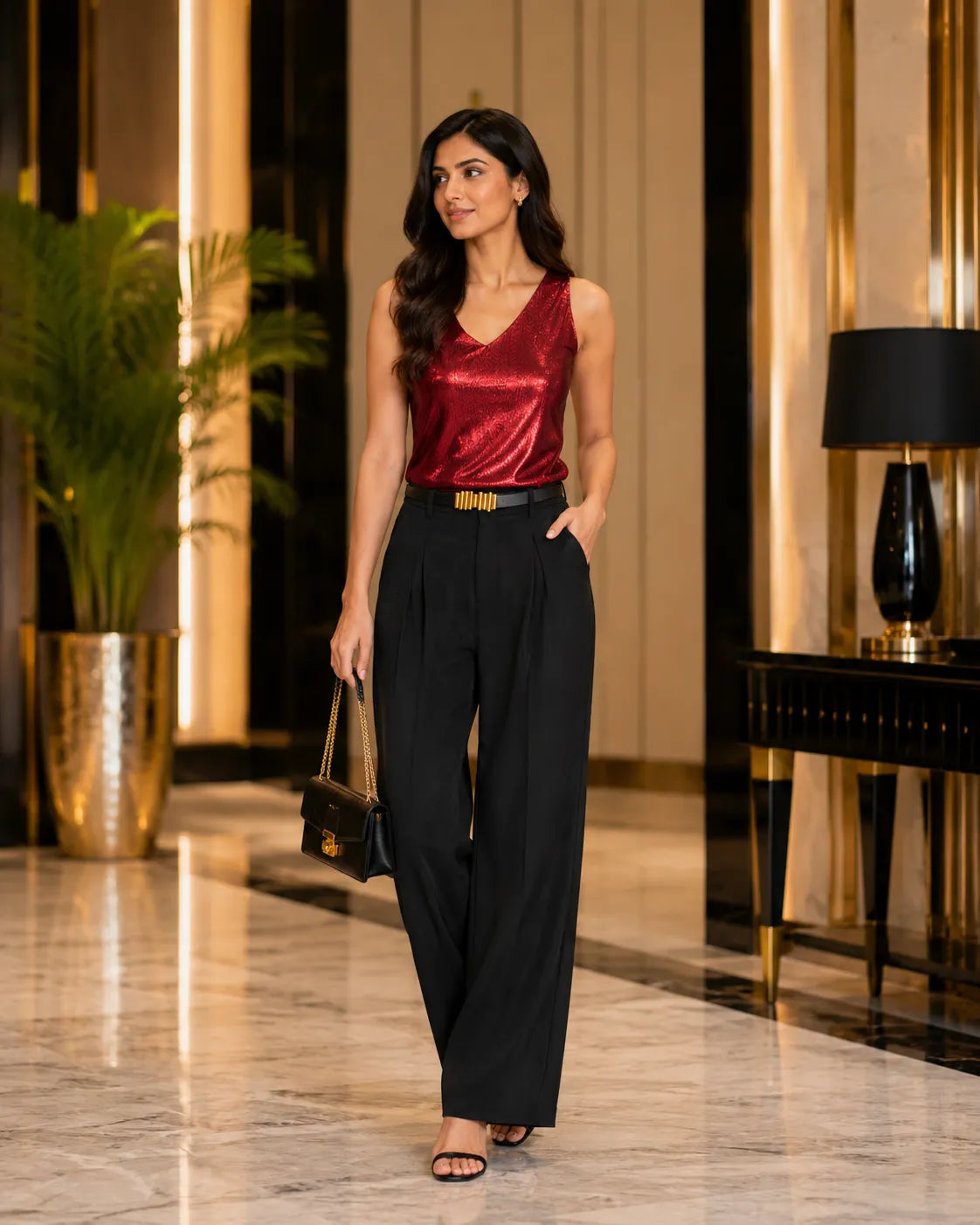 Virelisse Shimmer V-Neck Sleeveless Top