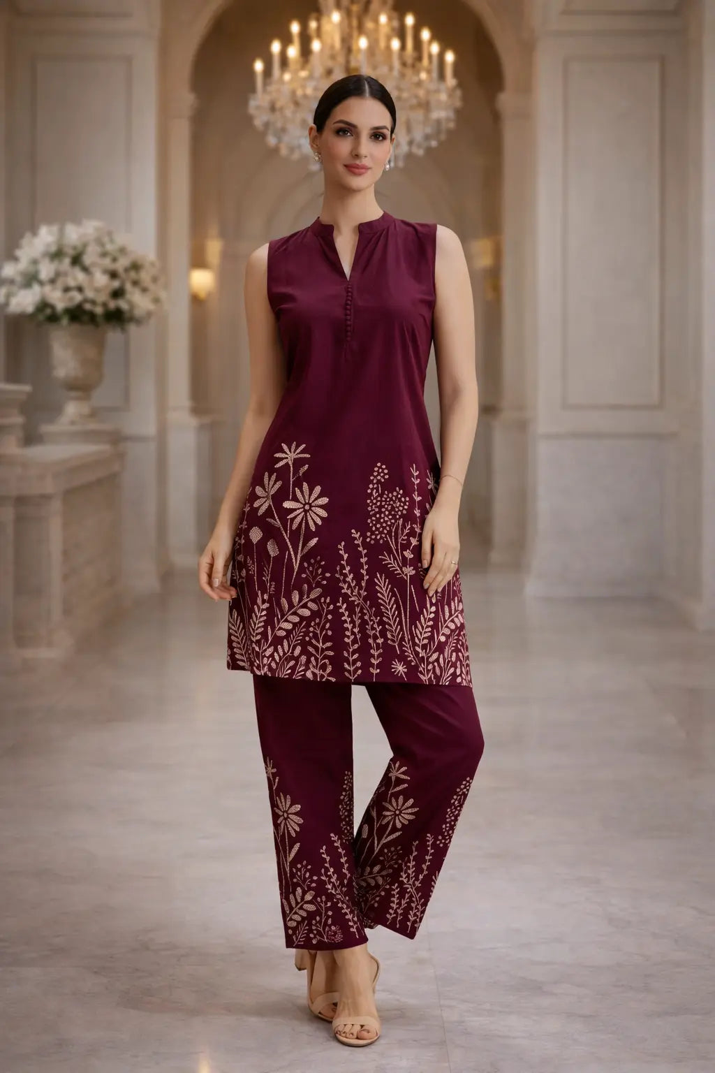 Wine Blossom Co-ord Set