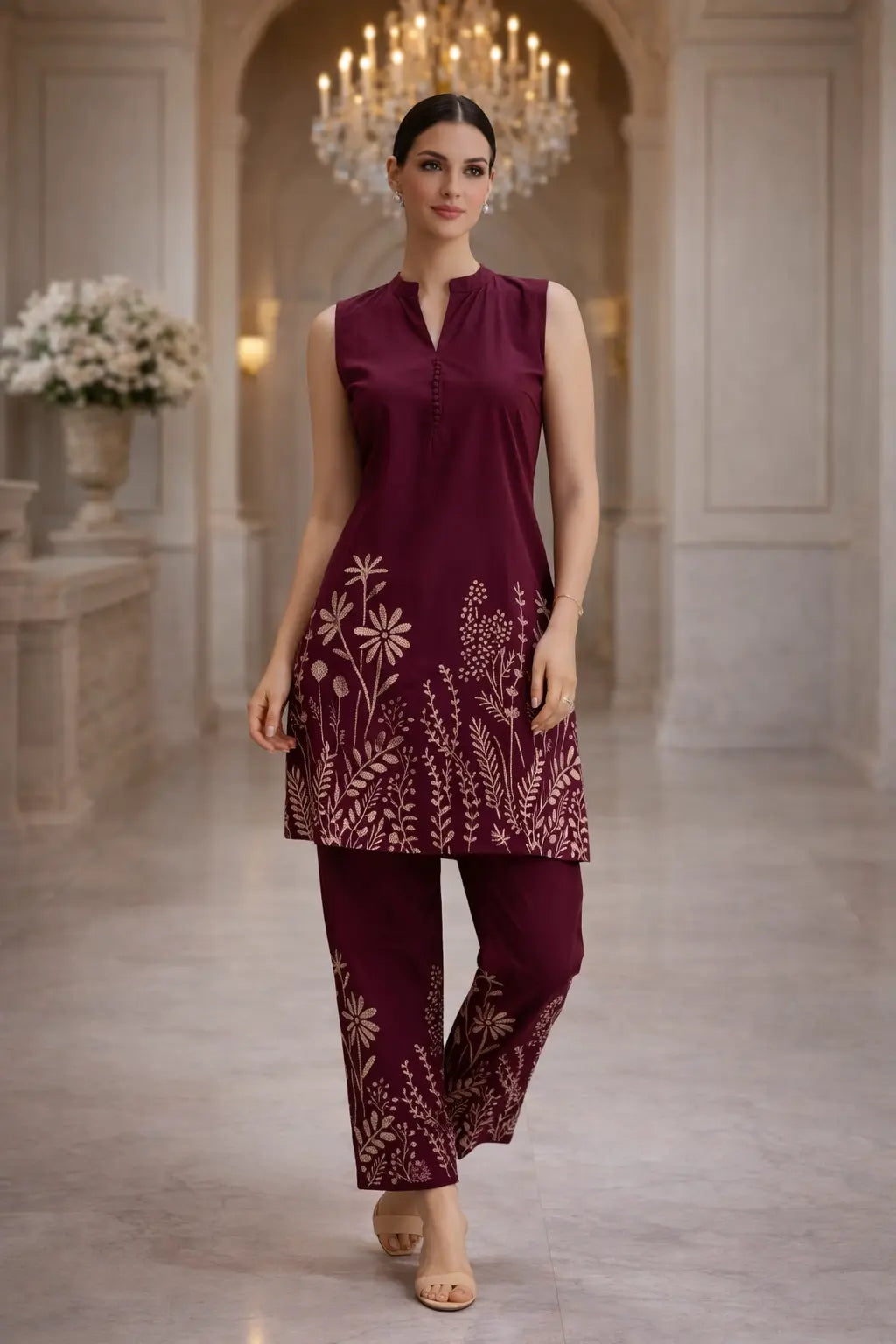 Wine Blossom Co-ord Set