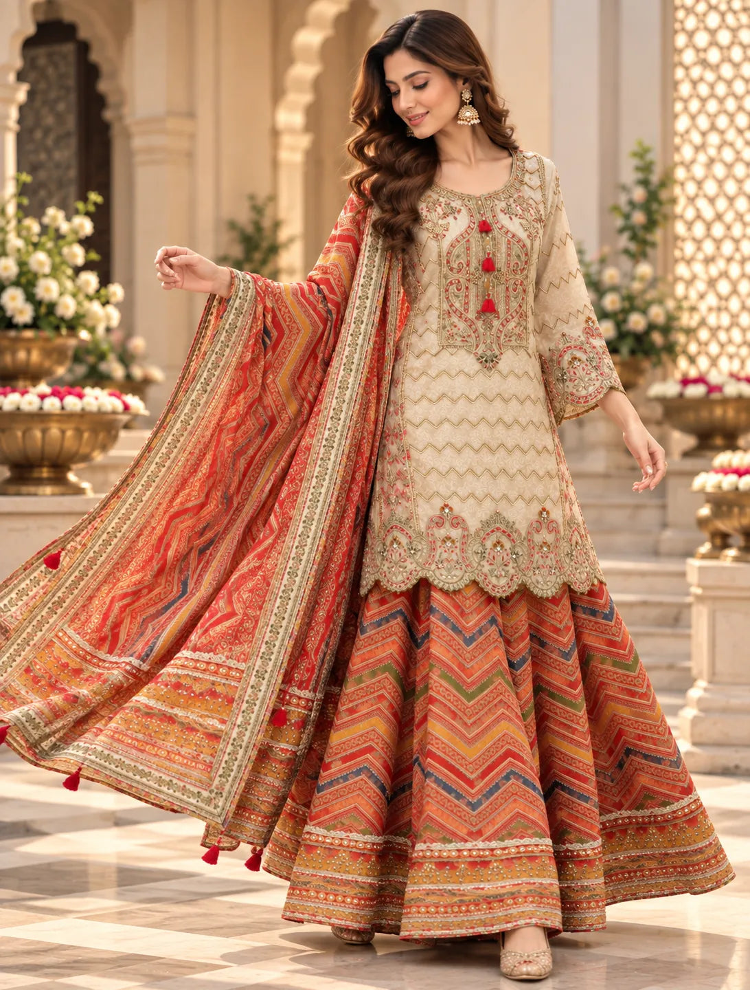 Zareen Heritage Embroidered Sharara Suit Set