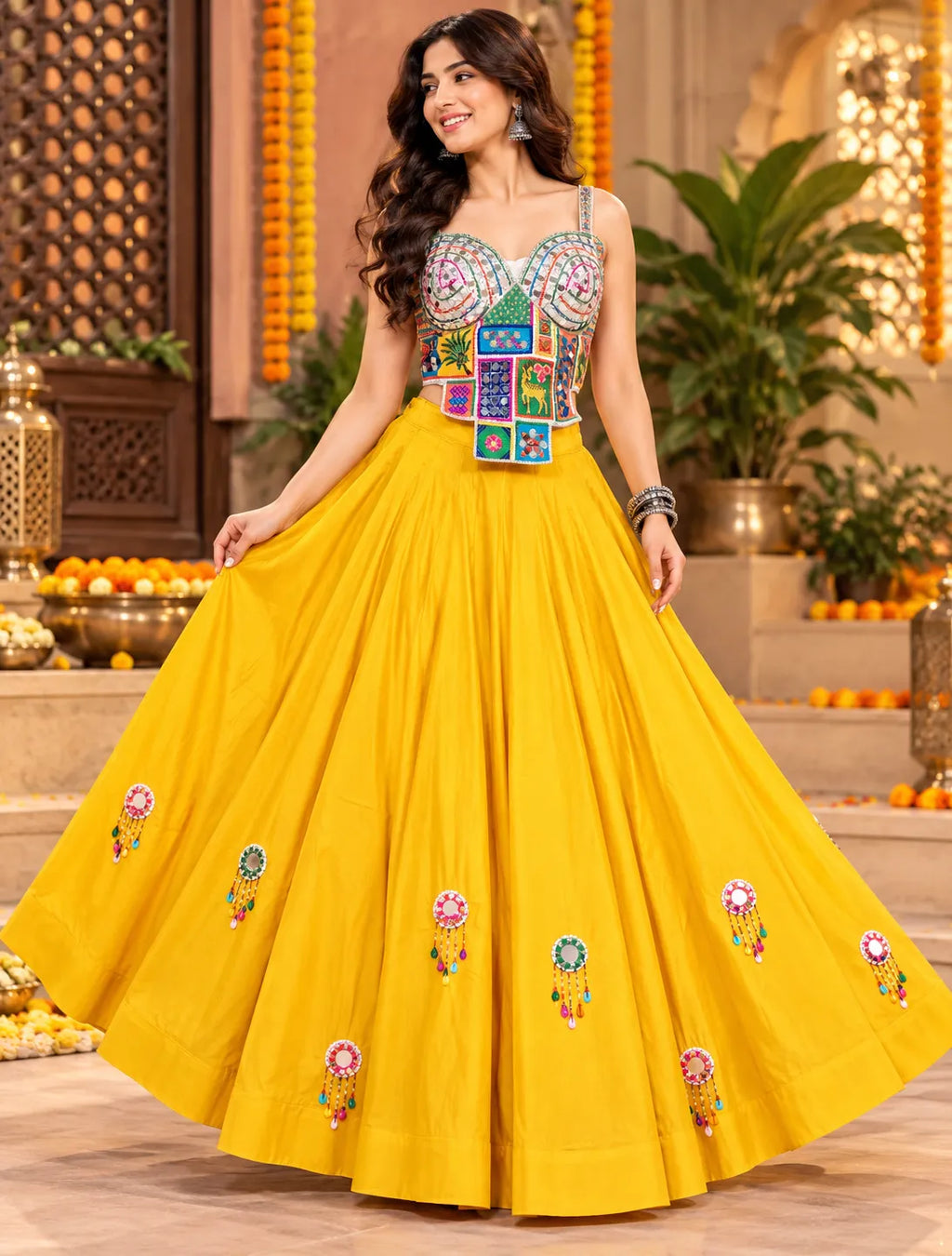 Zariya Mirror Drop Flared Skirt