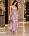 Zephyra Luxe One Shoulder Draped Shimmer Dress Dress