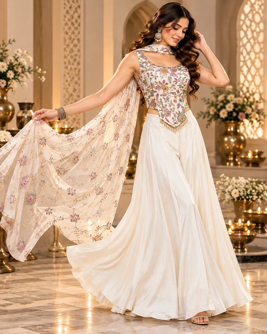 Zivanya Floral Charm Designer Indo Western Set