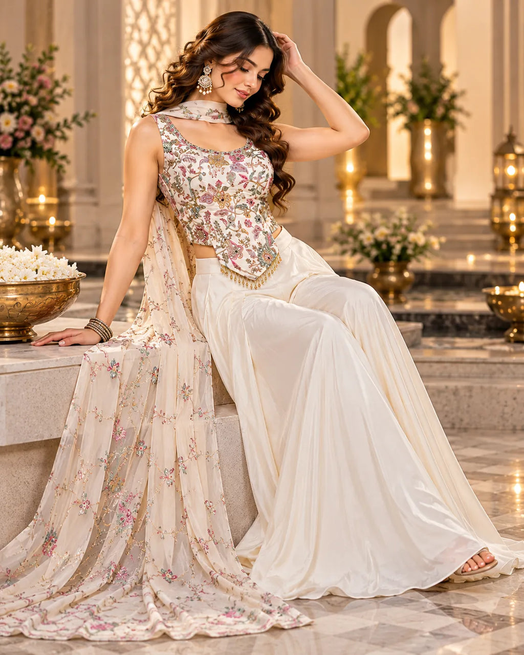 Zivanya Floral Charm Designer Indo Western Set